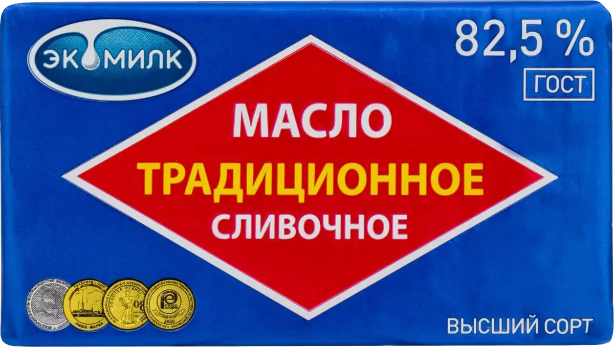 Масло Экомилк Традиционное сладко-сливочное 82,5% 180г БЗМЖ