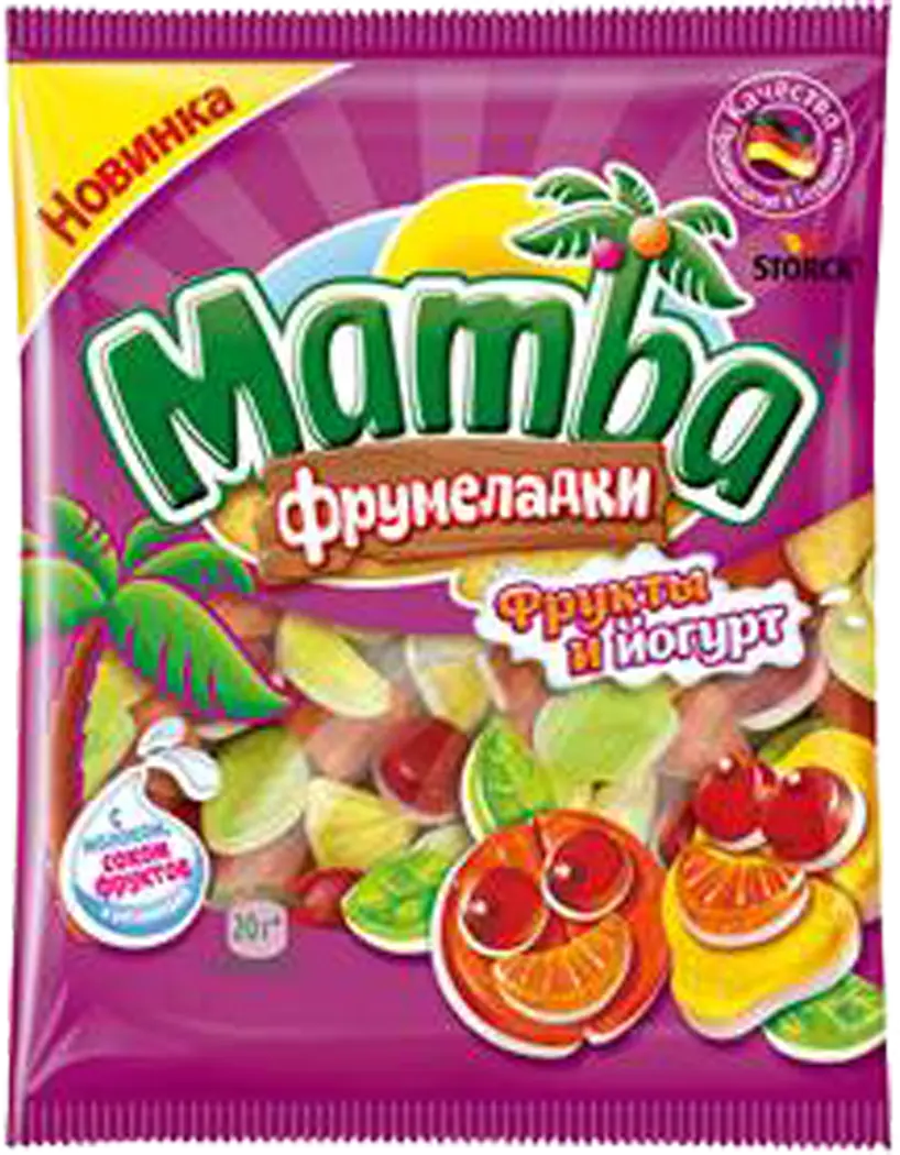 Жевательный мармелад Мамба Фрумеладки фрукты и йогурт 72г