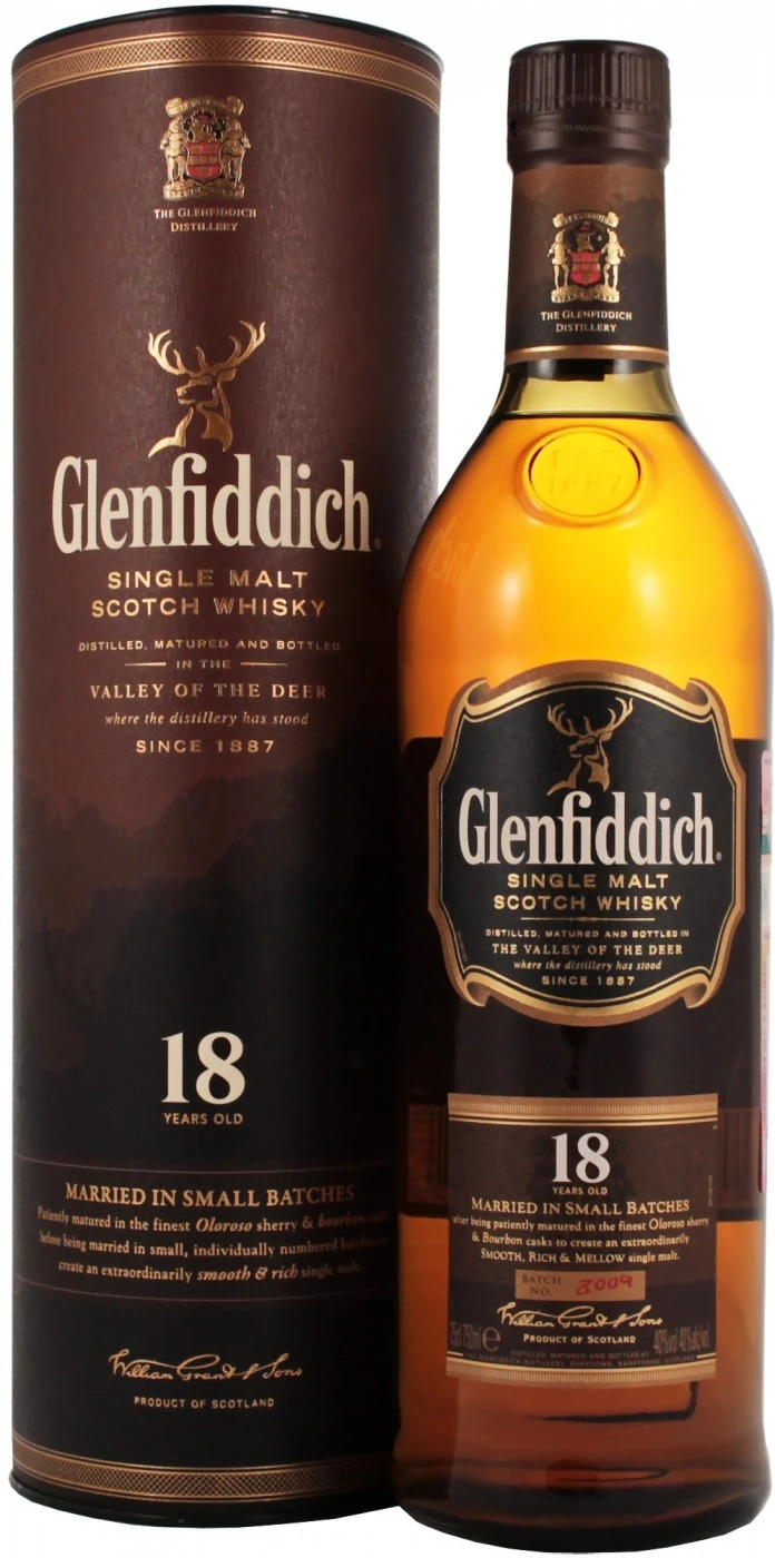 Glenfiddich 18 Years Old, in tube (Гленфиддик виски 18 лет)