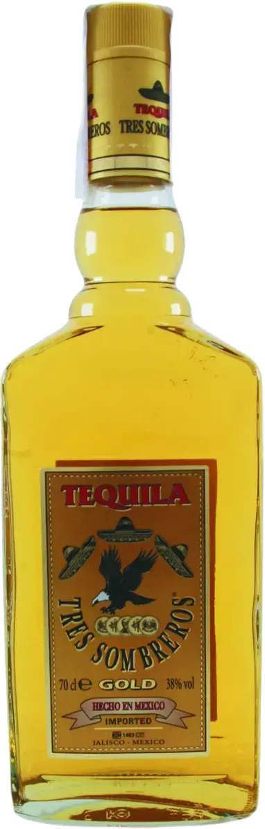 Спиртной напиток Текила Трес Сомбрерос золотая