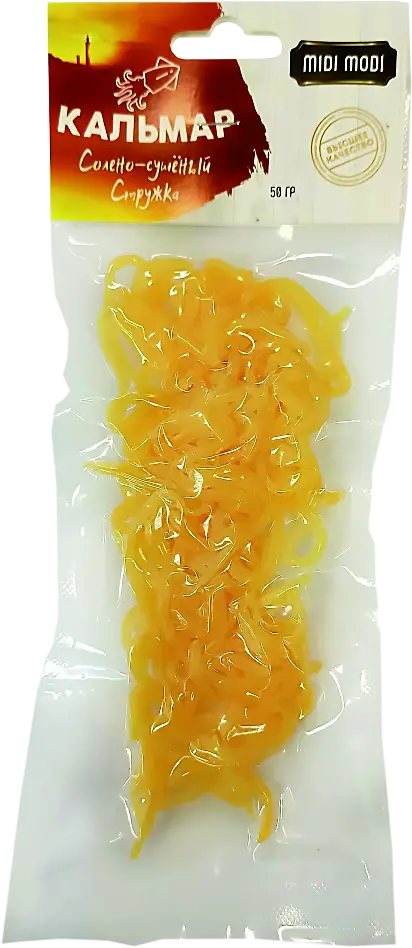 Кальмар солено-сушеный стружка 50гр Миди Моди