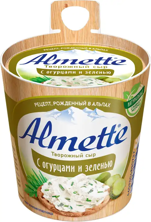 Сыр творожный Альметте огурцы  и зелень 150гр бзмж