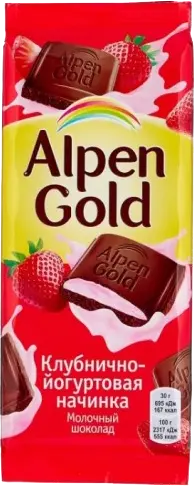 Шоколад Альпен Гольд молочный клубника-йогурт 80г