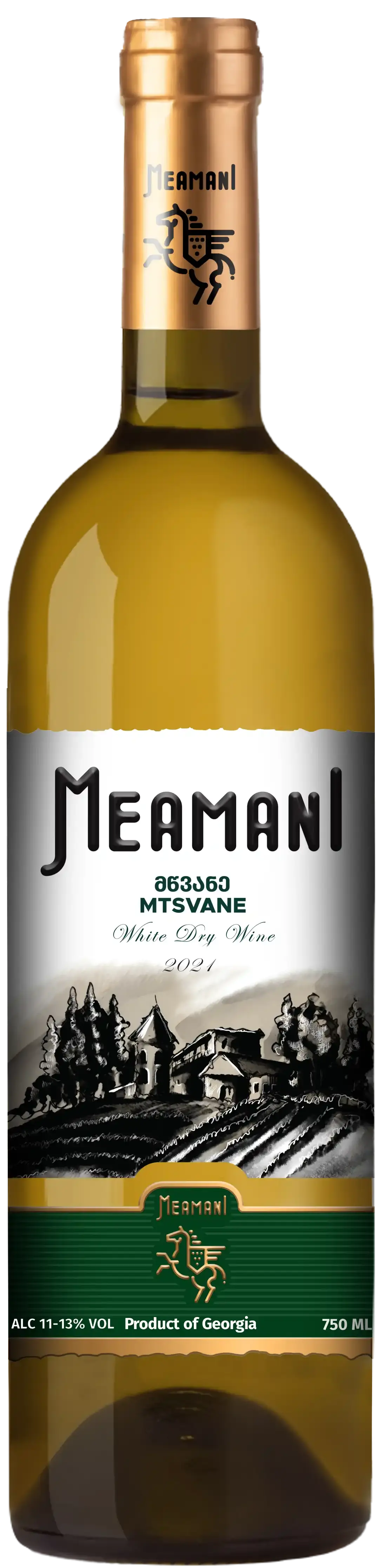 Вино Мцване белое сухое 11-13% 0,75л Меамани
