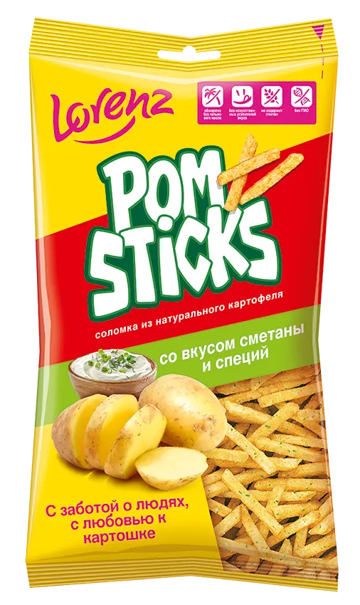 Картофельные чипсы соломкой Помстикс со вкусом сметаны и специй 100г